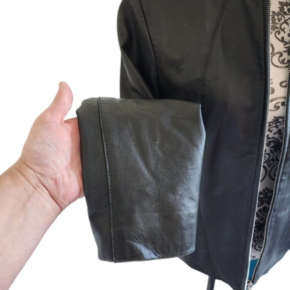 Boutique of Leathers Classic Leather Jacket Black Round Collar - Picture 6 of 13